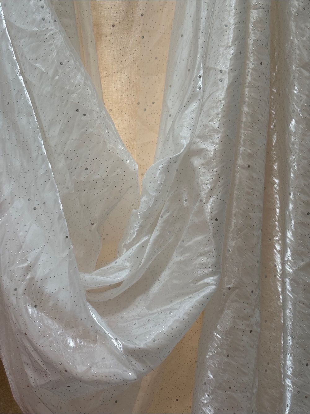 Vintage Kravet Couture Organza with iridescent silver accents 2 yards